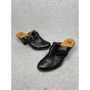 Sofft Leather Upper Heel Clog Shoes Size 10M Comfort Biker Goth Stud Steampunk